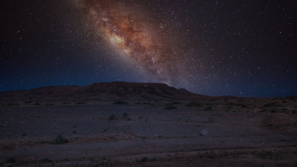 Milky Way above Maroccan Desert between Erfoud and Quazarzate